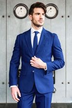 2019 Royal Blue Men's Suit Dress Slim Fit Wedding Official Custom New 2 Pieces (Jacket + Pants) 2024 - buy cheap