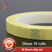 10 rolls (20mm*66M*0.06mm) Insulate Mylar Tape High Temperature Resistant, Flame Retardation for Transformer Coil Wrap YELLOW 2024 - buy cheap