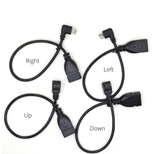 20 см 90 градусов, прямоугольный Micro USB 2,0 5Pin штекер USB 2,0 A, левый, вверх и вниз, удлинитель, адаптер, OTG кабель 2024 - купить недорого