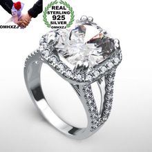 OMHXZJ Atacado Europeia Moda Homem Mulher Partido Presente de Casamento Quadrado RR372 18KT AAA Zircon 925 Prata Esterlina Anel de Ouro Amarelo 2024 - compre barato