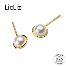 LicLiz-pendientes de plata fina para mujer, joyería redonda de oro, leeza blanca de moda, LE0456 Brinco, 925 2024 - compra barato