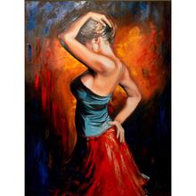 Handmade art pintura a óleo menina Lady Dancer Flamenco Dancer imagem para a decoração do quarto do retrato da mulher 2024 - compre barato