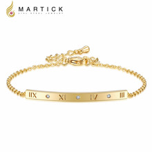 Martick 2017 Trendy Roman Numerals Bracelet Gold-color Stainless Steel Fashion Hollow Surface Brand Jewelry For Women B215 2024 - buy cheap