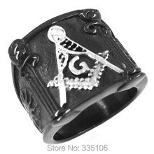 Free shipping! Cool Black Freemasonry Masonic Ring Stainless Steel Jewelry Masonic Biker Ring SWR0147 2024 - buy cheap