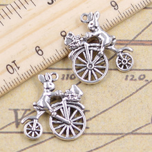 12pcs Charms Rabbit Riding A Bike 23x22mm Tibetan Pendants Crafts Making Findings Antique Jewelry DIY For Necklace 2024 - buy cheap