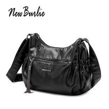 Women bags ladies casual Messenger Bags Crossbody Soft Wshed PU Leather Shoulder Bag Tassel  Luxury Female Handbags sac a main 2024 - buy cheap