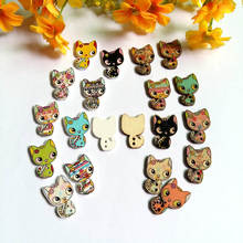Botões de madeira pçs/lote de gato, 50 cores mistas para artesanato acessórios de costura decorativos botões de costura scrapbooking 2024 - compre barato