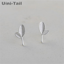 Uini-Tail hot new 925 sterling silver tree leaf ear studs wholesale women's Korean fashion wave high quality earrings 2024 - buy cheap