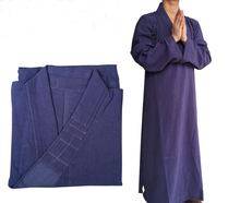 Traje de lino UNISEX de Buda, Túnica de monjes shaolin, traje de primavera y otoño, uniforme de kung fu para meditación, azul, alta calidad 2024 - compra barato