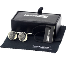 MeMolissa Display Box Personality Fingerprint Design Cufflinks Round with Black Mens Cufflinks Free Tag & Wipe Cloth 2024 - buy cheap