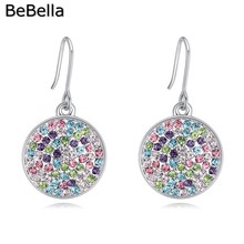 Модные круглые серьги BeBella с кристаллами для женщин, сделанные из чешского хрусталя для девочек, рождественский подарок 2024 - купить недорого