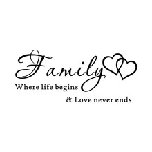 Love Family Where Life Begins Love Never Ends Removable Wall Stickers Parlor Vinyl Art Bedroom Home Decor Mural Decal Hot sale 2024 - buy cheap