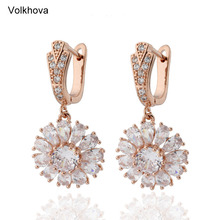 New Sun flower Drop Earrings for Women  with Zircon Luxury Statement Jewelry for Wedding Engagement Gift 2024 - buy cheap
