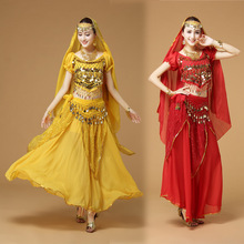 Vestido de dança indiana feminino, vestido para performance de palco, fantasia de dança do sino, vestido feminino de bollywood, roupa de dança 9 2024 - compre barato