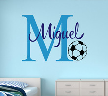 Pegatinas de pared de fútbol con nombre personalizado para habitación de niños, nombre personalizado, dormitorio, guardería, foto artística para pared, para bebé JW012 2024 - compra barato
