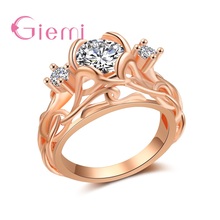 Joyería fina, anillos con forma de rosa Real dorado Irregular para mujer, zirconio, anillo de compromiso moderno para boda, joyería nupcial 2024 - compra barato
