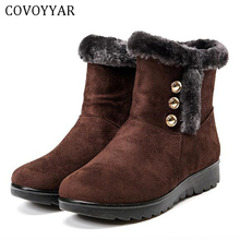 COVOYYAR-Botas de nieve con plataforma para mujer, botines cálidos de piel, planos, para clima frío, talla grande, WBS824, invierno, 2021 2024 - compra barato