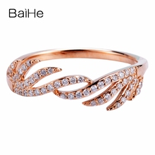 BAIHE Solid 14K розовое золото 0.16CT сертифицировано H/SI круглые 100% натуральные бриллианты обручальные женские модные ювелирные украшения кольцо 2024 - купить недорого