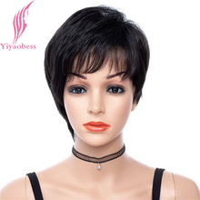 Yiyaobess 6inch Natural Hairstyle Short Wig Black Hair Synthetic Straight African American Wigs For Women High Temperature Fiber 2024 - buy cheap