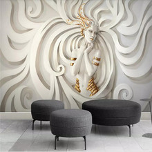 Custom Mural Wallpaper Three-dimensional Sculpture Beauty 3d Stereo Tv Background Wall 2024 - buy cheap