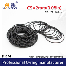 Fluorine Rubber Ring Black FKM O-ring Seal CS2mm OD70/72/75/80/85/90/95/100*2mm O Ring Seal Gaskets Oil Ring Sealing Washer 2024 - buy cheap