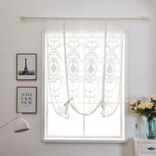 White pierced crochet Lace Embroidery Roman Curtains handmade kitchen blinds for living room bedroom fluid blinds roman 2024 - buy cheap