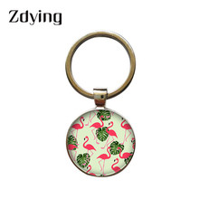 ZDYING-Llavero de flamenco con estampado de árbol, accesorio de cúpula de cristal, verde, para Llavero Soporte, accesorios para llaves, FO04 2024 - compra barato