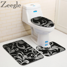 Zeegle Printed Bath Mat for Bathroom Microfiber Memory Foam Floor Mat for Toilet Non Slip Shower Room Carpet Toilet Lid Mats 2024 - buy cheap