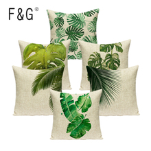 2018 latest linen pillowcase palmier printing Cushion Cover tropical Fashion Sofa decoration Cojin 18 throw Cushion Cover 45*45 2024 - buy cheap