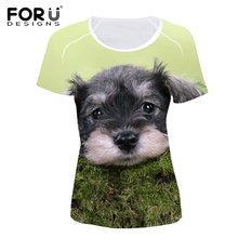 FORUDESIGNS Schnauzer Terrier Women 3D Prints T Shirts Summer Short Sleeves Girls Fashion Clothing Tops S-XXL Students Tee Shirt 2024 - buy cheap