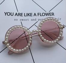 Ручной работы розовые круглые женские солнцезащитные очки жемчужные женские очки UV400 милые маленькие очки UV400 Роскошные DIY солнцезащитные очки Oculos de sol 2024 - купить недорого