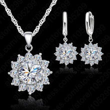 Charming Jewelry Sets Real 925 Sterling Silver Cubic Zirconia For Beautiful Women Pretty Shiny Gifts Engagement Pretty 2024 - buy cheap