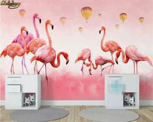 Обои на заказ, современные минималистичные обои с изображением фламинго, перьев, настенные 3d обои 2024 - купить недорого