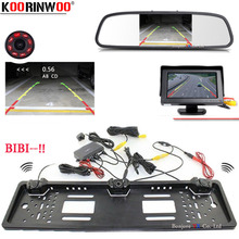 Koorinwoo Car European License Plate Frame camera Car Rear View Camera parking Sensor Buzzer Car Mirror Monitor TFT LCD Display 2024 - buy cheap