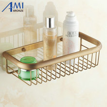 Wall Mounted Antique Brass Finish Bathroom Accessories Bathroom Shelves 30cm Basket 30cm 2024 - buy cheap