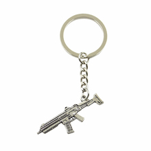 Factory Price Machine Gun Assault Rifle Pendant Key Ring Metal Chain Silver Color Men Car Gift Souvenirs Keychain Dropshipping 2024 - buy cheap