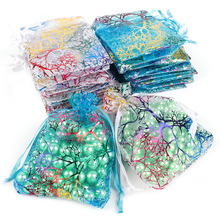 Bolsas de Organza coloridas para embalaje de dulces de boda, bolsitas de Organza con cordón para regalo, 7x9cm, 9x12cm, 10x15cm, 10/50 Uds. 2024 - compra barato