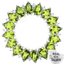 Guaranteed Real 925 Solid Sterling Silver 5.5g 2018 New Arrival Green Peridot CZ Woman's Present Pendant 31x31mm 2024 - buy cheap