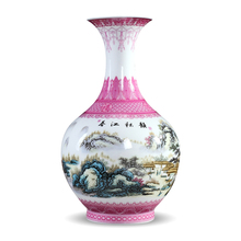 Vasos decorativos rosa jingdezhen, decorações domésticas para sala de estar, arranjo de flores, vaso de mesa de escritório 2024 - compre barato