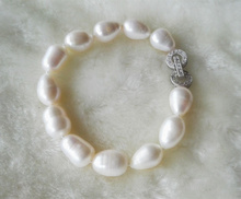 New natural 8 inches 10-11mm rice  white freshwater pearl bracelet 2024 - buy cheap