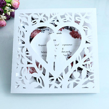 50pcs Blue White Gold Red Hollow Heart Laser Cut Marriage Wedding Invitations Card Greeting Card Print Postcard Party Supplies 2024 - buy cheap