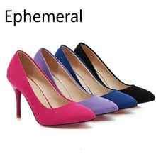 Women High Quality Flock Pumps Stilettos Mujer Zapatos Super High Heel Pumps Plus Size 3-12 Black Blue Purple Rose Red Fashion 2024 - buy cheap