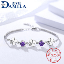 High quality 100% 925 Sterling Silver bracelets Fashion silver 925 Jewelry cubic zirconia stone bracelets for women lady female 2024 - buy cheap