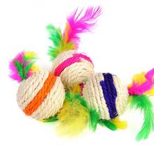 Pet Supplies  Cat Toy For Baby Cat Feather Sisal Ball Hemp Rope Pet Sound Toy Cat Scratching Ball 2024 - buy cheap