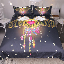 2018 New 3D owl Heart-shaped dreamcatcher bedding set duvet cover pillow cases home Decor Feather comforter bed cover Bohemian 2024 - buy cheap