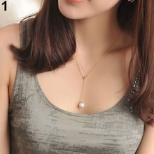 Adjustable Pearl Pendant Women Necklace Collarbone Chain Jewelry Initial Chains Long Necklace Collar Mujer Fashion Jewerly 2024 - buy cheap