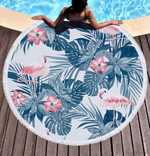 Flamingo Large Bath Towel Tassel Bohemian Round Beach Towel Yoga Mat travel Picnic Blanket Boho Tablecloth Decor toalla de playa 2024 - buy cheap