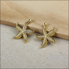 Colgante Vintage de estrella de mar, 27 Uds., color dorado antiguo, compatible con pulseras, collar, fabricación de joyas de Metal, R005 2024 - compra barato