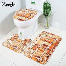 Zeegle коврик для ванной с каменным кирпичным принтом, коврик для туалета, набор ковров для ванной комнаты, впитывающий нескользящий коврик для Декор туалета ванной комнаты, коврик для ванной комнаты 2024 - купить недорого