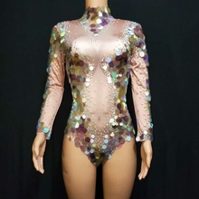 Sequins Bodysuit Sexy Sparkly Rhinestones Jumpsuit Women Birthday Celebrity Prom Party Dress Nightclub Stage Performance Rompers 2024 - buy cheap